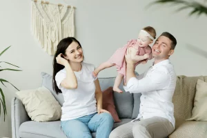 Happy family enjoying their home with a VA loan